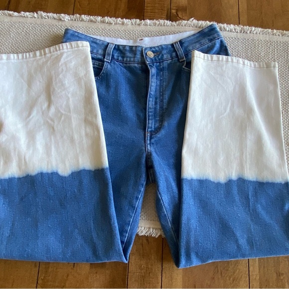 STELLA MCCARTNEY Jeans Two-Tone High-Rise Straight-Leg Jeans Blue/White Size 28 - Picture 7 of 10